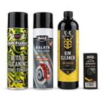 Auto Meenz & QW Jant Lastik Bakım Seti - Balata Temizleyici Sprey, Rim Cleaner Jant Temizleme Sıvısı, Detaylı Temizlik Spreyi ve Lastik Parlatıcı Süngeri (4'lü Profesyonel Jant Bakım Kiti)