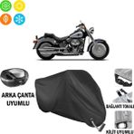 AUTOES Harley-Davidson Fat Boy Motosiklet Brandası Arka Çanta, Tokalı ve Kilit Uyumlu Siyah