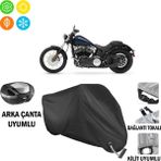 AUTOES Harley-Davidson Softail Blackline Fxs Motosiklet Branda Arka Çanta, Tokalı ve Kilit Uyumlu Siyah