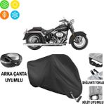 AUTOES Harley-Davidson Softail Springer Classic Motosiklet Branda Arka Çanta, Tokalı ve Kilit Uyumlu Siyah