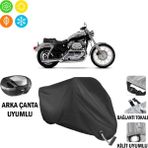 AUTOES Harley-Davidson Sportster Custom XL1200C Motosiklet Branda Arka Çanta, Tokalı ve Kilit Uyumlu Siyah