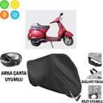 AUTOES Piaggio Vespa Cosa Motosiklet Brandası Arka Çanta, Tokalı ve Kilit Uyumlu Siyah