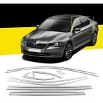 Autogp Skoda Süper B B8 Cam Çerçevesi Kenar Çıtası Krom Tamtur 2015 / 2022+ 12 Parça