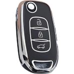 AutoHan Keys Megane 4 Joy, Clio 5, Captur, Taliant Express İçin 3 Butonlu Nano Anahtar Kılıfı, Siyah-Gümüş