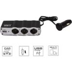 Autokit Oto Çakmaklık Çoğaltıcı 3 Port + 1 USB - 1A 5 V