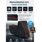 Autolion Nanok Fortex 125 Siyah-Kırmızı Dikişli Kilitli Motor Brandası,su Geçirmez Örtü