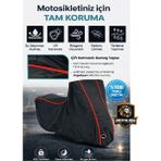 Autolion Sym Jet x 125 E5 Plus Topcaseli Siyah-Kırmızı Dikişli Kilitli Motor Brandası,örtü
