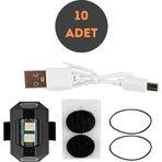 Autowise 10 Adet Mini Uçak Kanat Led Kablosuz Aircraft Rgb Led Lamba Kablosuz Mini Çakar Usb Şarjlı