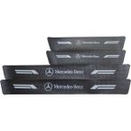 Autowise Mercedes-Benz Logolu Karbon Kapı Eşiği Koruyucu Bant Folyo 4'lü Set - 000-Siyah