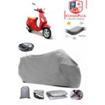 Autozel Vespa Lx 150 3V I.e Motor Brandası Gri Arka Çanta Uyumlu Motorsiket Brandası Motor Örtüsü Çadır Su Geçirmez Motosiklet Kılıfı Motor Brandası - Gri- Arka Çanta UYUMLU