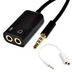 Aux 3.5mm Jack Ses Adaptör Mikrofon Kulaklık Çevirici Kablo - Beyaz