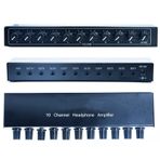 aux Mini Jak TRS 3,5 mm Giriş 1'i 10 Out Kanal Kulaklık Amplifikatörü Stereo Ses Amfi 12 V 1 A Güç Adaptörü Distribütör Kulaklık Dağıtıcı Stüdyo ve Sahne için Dağıtıcı