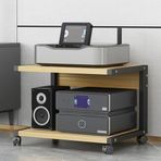 AV Raf 2 Katmanlı Ses Standı Kule AV Medya Standı Stereo Kabin, Tekerlekli Ses Video Rafları, Oyun Konsolu Eğlence Rafı, TV Aksesuarları/DVD/CD Disk Oynatıcı/Xbox/PS5/ProjectorWoo için