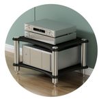 AV Raf TV Standı Hoparlör Raflı 2 Katmanlı Hifi Amplifikatör Kabini Ev Eğlence Sistemi için Siyah 60 * 48 * 40 cm