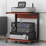 AV Rafı2 Katmanlı Ses Rafı Kule AV Medya Standı Stereo Kabin, Tekerlekler ile Ses-Video Rafı, Oyun Konsolu Eğlence Rafı, TV Aksesuarları/DVD/CD Kayıt Oynatıcı/Xbox/PS5/ProjectorTea için