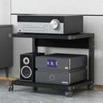 AV Rafı2 Katmanlı Ses Rafı Kule AV Medya Standı Stereo Kabin, Tekerlekler ile Ses-Video Rafları, Oyun Konsolu Eğlence Rafı, TV Aksesuarları/DVD/CD Kayıt Oynatıcı/Xbox/PS5/ProjektörBla