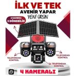 AV-S446 4 Kameralı (3 Motorlu+ 1 Sabit) 12MP E Sim 4g Sim Kartlı Ptz Kamera - Siyah