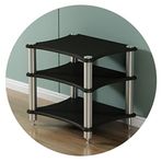 AV Shelf3 Tier HiFi Raf AV Raf TV Standı Kabine Ekipmanları Hoparlör Amplifikatör Siyah 60 cm Yükseklik