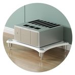 AV ShelfModern Beyaz 1 Katmanlı HiFi Raf TV Standı Hoparlör Rafı ve Amplifikatör Kabini Eğlence Sisteminiz için Şık Depolama Çözümü 60 * 48 * 10 cm