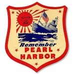 AV Vintage Remember Pearl Harbor Çıkartması, Shield Shaped Never Forget December 7 December Çıkartması, İkinci Dünya Savaşı Posteri Vinil Arabalar, Kamyonlar, Dizüstü Bilgisayarlar ve Soğutucular için