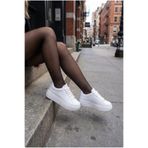 AvaLineAtelier Beyaz Kadın Sneaker Bağcıklı Ortopedik Taban Rahat Günlük Ayakkabı