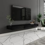 Avalon 3 Kapaklı Duvara Monte Tv Sehpası – 140 cm , Modern Minimal Tasarım, 4 Renk Seçeneği ile Şık ve Fonksiyonel Tv Ünitesi - Siyah