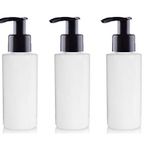 Avalon Cosmetic Packaging Üç adet x 100 ml beyaz HDPE boş plastik kozmetik şişe ile siyah Lotion pompa dağıtıcı, geri dönüştürülebilir – Avalon kozmetik ambalaj