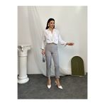 Avana collection Bilekboy Likralı Gri Kumaş Pantolon