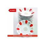 Avangart Mutfak 24 ADET - Kırılmaz Melamin Kahveci Çay Tabağı 10 cm Kırmızı, Beyaz Yaldızlı AVK008