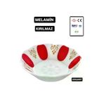 Avangart Mutfak AV000881 12 Adet - Kırılmaz Melamin Kahveci Çay Tabağı 10 Cm Kırmızı, Beyaz Yaldızlı