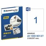 Avansas Av-1000 210x297 mm Beyaz Etiket