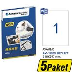 Avansas AV-1000 Beyaz 210x297 mm 5 Adet Etiket
