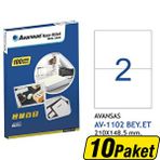 Avansas AV-1102 Beyaz 210x148.5 mm 2'li 10 Adet Etiket
