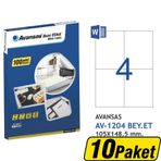 Avansas AV-1204 Beyaz 105x148.5 mm 4'lü 10 Adet Etiket