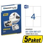 Avansas AV-1204 Beyaz 105x148.5 mm 4'lü 5 Adet Etiket