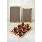 AVANTAGE HOME Mia - 3 lü Bambu Dikdörtgen Rattan Desenli Tepsi Seti Büyük: 40x28 cm Orta: 37x25 cm Küçük: 33x22 cm