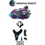 Avantaj Paketi Motorsiklet Kask Interkom Kulaklık ve Kask Telefon Tutucu Aparatı Rgb Kask Kulaklığı - Siyah