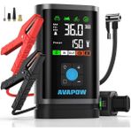 Avapow Jp3 16000MAH 3000A Zorla Çalıştırma Işlevli & Lastik Şişirme Pompalı Jump Starter Taşınabilir Akü Takviye Kiti (POWERBANK-PD30W + LCD + LED Işık)