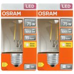 Avarson (2 Adet) Ledvance 7,5W Sarı Işık (2700K) E27 Duylu (Kalın Duy) Filament LED Ampul