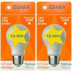 Avarson (2 Adet) Osaka 12VOLT 10W (75W) Beyaz Işık (6500K) E27 Duylu (Kalın Duy) LED Ampul