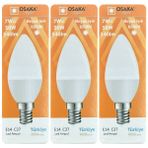Avarson (3 adet) Osaka 7W (50W) Beyaz Işık (6500K) E14 Duylu (Ince Duy) LED Mum Ampul