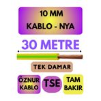 Avarson Öznur 10 MM NYA Enerji Kablosu, 30 Metre, Sarı-Yeşil