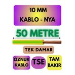 Avarson Öznur 10 MM NYA Enerji Kablosu, 50 Metre, Sarı-Yeşil