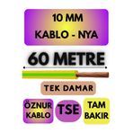 Avarson Öznur 10 MM NYA Enerji Kablosu, 60 Metre, Sarı-Yeşil