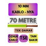 Avarson Öznur 10 MM NYA Enerji Kablosu, 70 Metre, Sarı-Yeşil