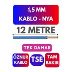 Avarson Öznur 1,5 MM NYA Enerji Kablosu, 12 Metre, Mavi