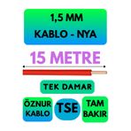 Avarson Öznur 1,5 MM NYA Enerji Kablosu, 15 Metre, Kırmızı