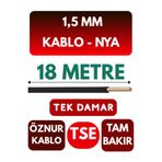 Avarson Öznur 1,5 MM NYA Enerji Kablosu, 18 Metre, Siyah