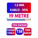 Avarson Öznur 1,5 MM NYA Enerji Kablosu, 19 Metre, Mavi
