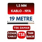 Avarson Öznur 1,5 MM NYA Enerji Kablosu, 19 Metre, Siyah